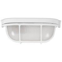 Corp BAT E27 Oval Alb IP54 Sticla Opal + Grilaj 60W - Novelite - vedere laterala