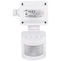 Senzor de miscare PIR 180 grade 1200W IP44 alb, montaj pe tavan - vedere laterala