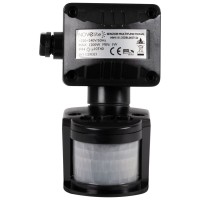 Senzor de miscare PIR 180 grade 1200W IP44 negru, montaj pe tavan JQ35 - vedere laterala