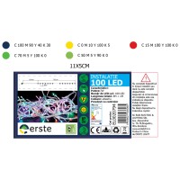 Instalatie Craciun 100 LED 8m albastru, interior IP20 - vedere laterala