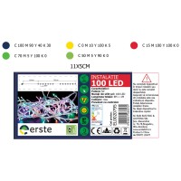 Instalatie Craciun 100 LED 8m rosu, interior IP20 - vedere laterala