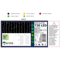 Perdea luminoasa Craciun 720 LED 2.5x3m alb, exterior IP44 - vedere laterala