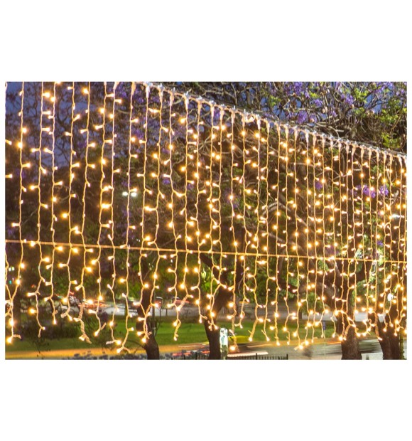 Perdea luminoasa de Craciun extensibila 204 LED 4m alb cald 2700K