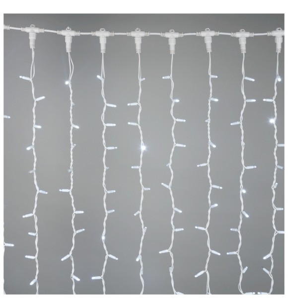 Perdea luminoasa Craciun 494 LED alb rece, decor festiv