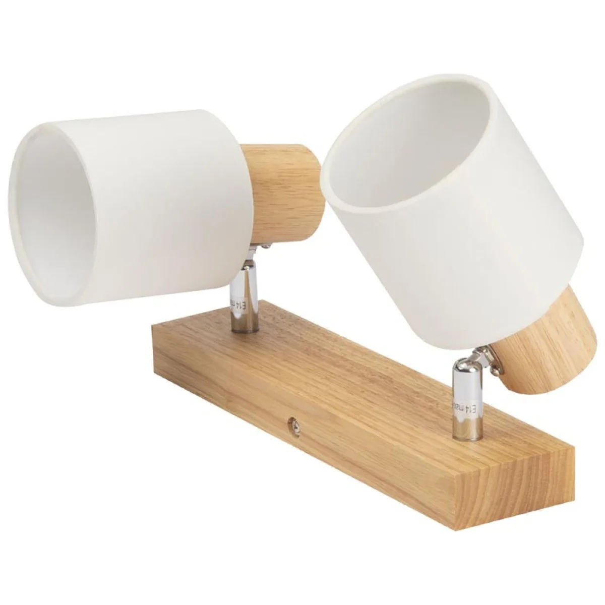 Spot Bara Nordik Alb+Natur 2xE14 40W capete orientabile