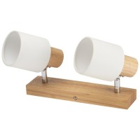 Spot Bara Nordik Alb+Natur 2xE14 40W capete orientabile - detaliu