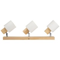 Spot Bara Nordik Alb+Natur 3xE14, Capete Orientabile, Lemn - imagine 5