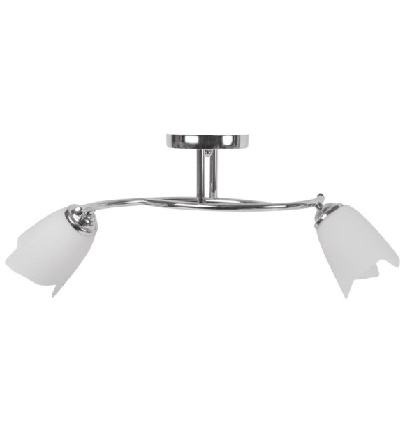 Lustra Silvia Crom + Alb 2xE27 60W, Metal si Sticla, 56 cm