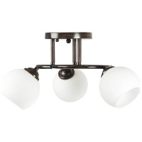 Lustra Ramona Wenge si Alb 3xE27 60W, 44 cm, Metal si Sticla