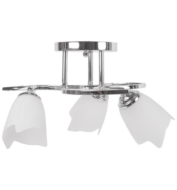 Lustra Tania Crom + Alb 3xE27 60W, Metal si Sticla, 40 cm