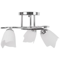 Lustra Tania Crom + Alb 3xE27 60W, Metal si Sticla, 40 cm