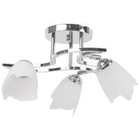 Lustra Tania Crom + Alb 3xE27 60W, Metal si Sticla, 40 cm - ambalaj