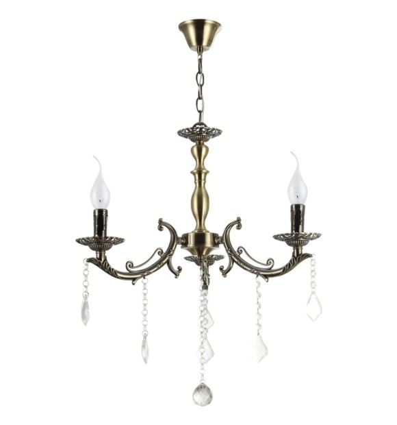 Candelabru Fascino Alama+Alb 3xE14 60W, Cristale, 54.5 cm