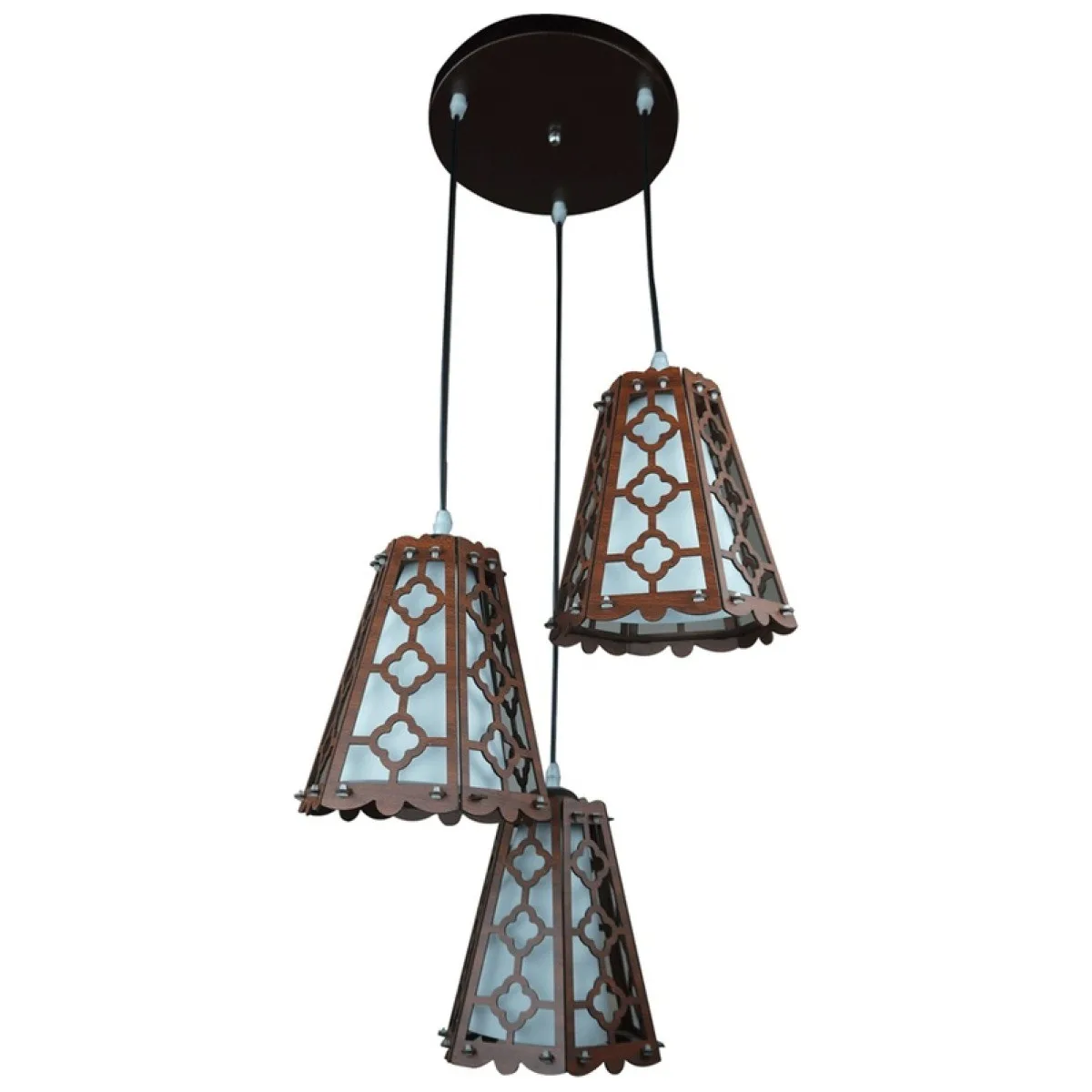 Pendul Jade Maro+Alb 3xE27 40W, Lemn si Sticla, 75x38 cm