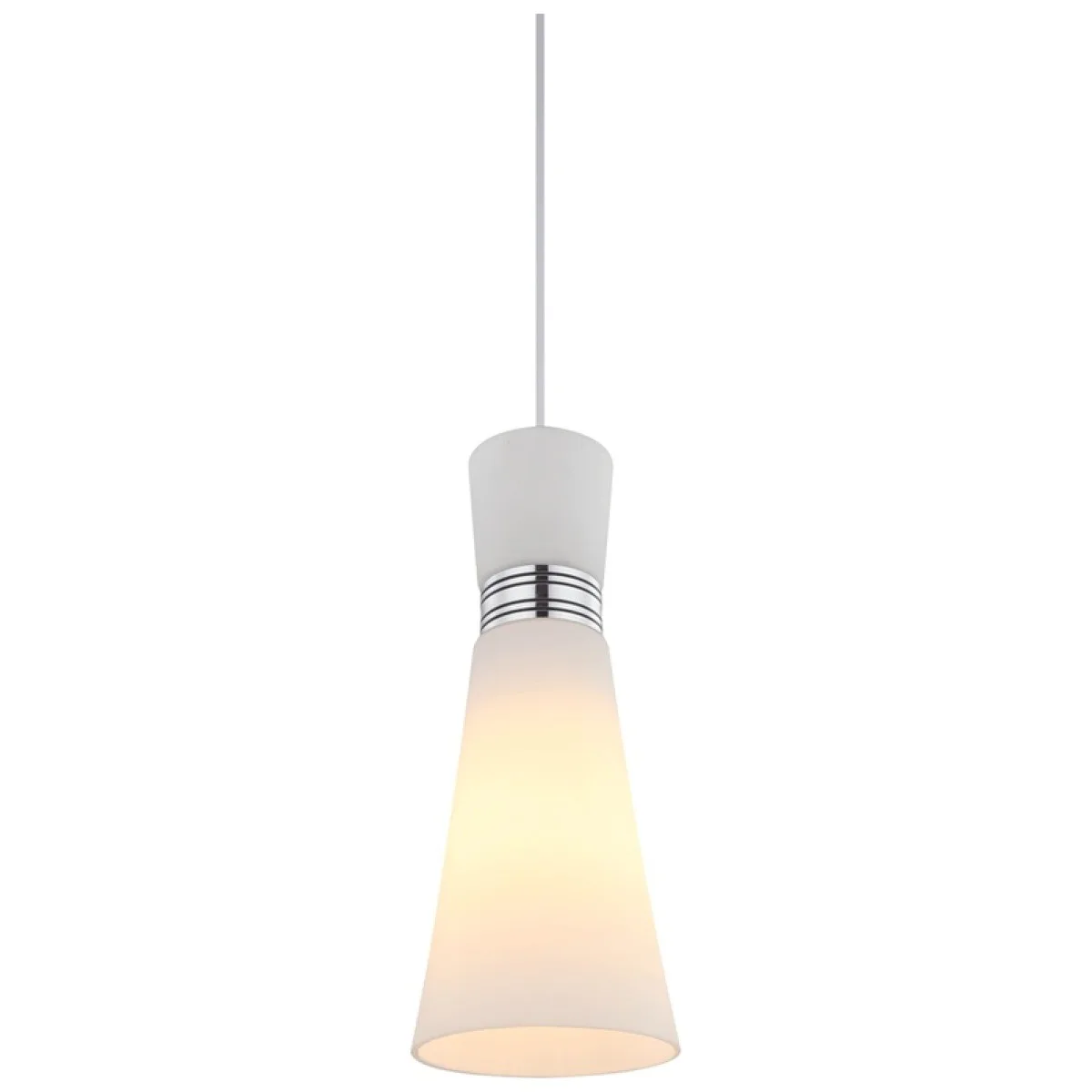 Pendul Flare Crom 1xE27 60W, metal si sticla, 100x12 cm
