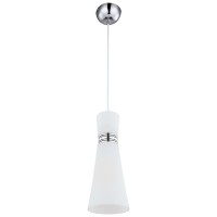 Pendul Flare Crom 1xE27 60W, metal si sticla, 100x12 cm - vedere laterala