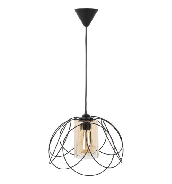 Pendul Leylak Negru 1xE27 60W, Metal si Sticla, 68x26 cm
