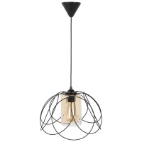 Pendul Leylak Negru 1xE27 60W, Metal si Sticla, 68x26 cm