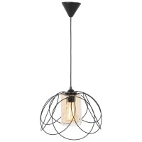 Pendul Leylak Negru 1xE27 60W, Metal si Sticla, 68x26 cm - vedere laterala