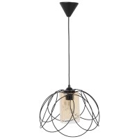 Pendul Leylak Negru 1xE27 60W, Metal si Sticla, 68x26 cm - ambalaj
