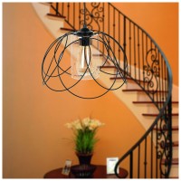 Pendul Leylak Negru 1xE27 60W, Metal si Sticla, 68x26 cm - imagine 5