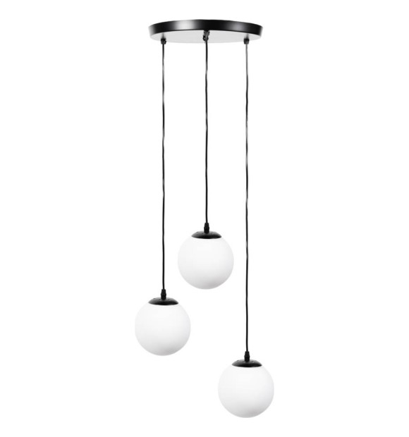 Pendul Glint 3xE27 negru, metal si sticla, 29x100 cm, Erste