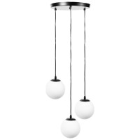 Pendul Glint 3xE27 negru, metal si sticla, 29x100 cm, Erste - vedere laterala
