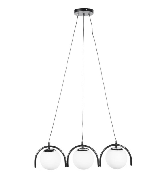 Pendul Glace Erste 3xE27 negru, metal si sticla, 60x100 cm