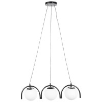 Pendul Glace Erste 3xE27 negru, metal si sticla, 60x100 cm