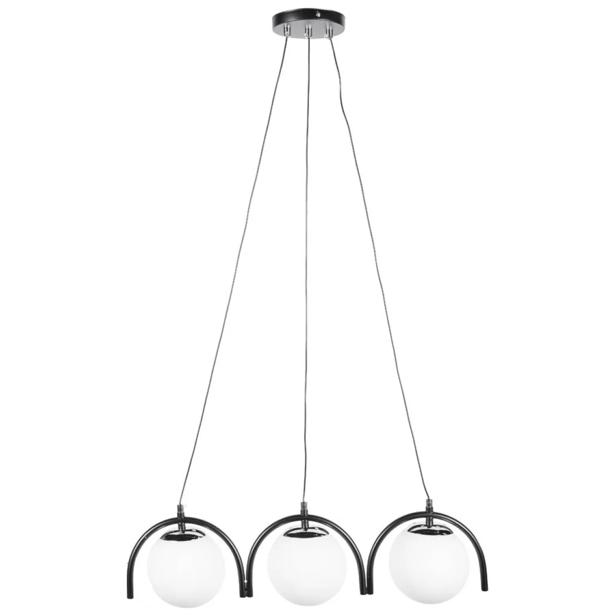 Pendul Glace Erste 3xE27 negru, metal si sticla, 60x100 cm