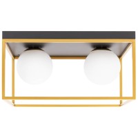 Lustra Luma Erste 2xE27 negru+auriu, 42x28 cm, metal si sticla - detaliu