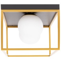 Lustra Luma Erste 2xE27 negru+auriu, 42x28 cm, metal si sticla - ambalaj