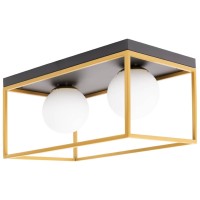 Lustra Luma Erste 2xE27 negru+auriu, 42x28 cm, metal si sticla - imagine 5