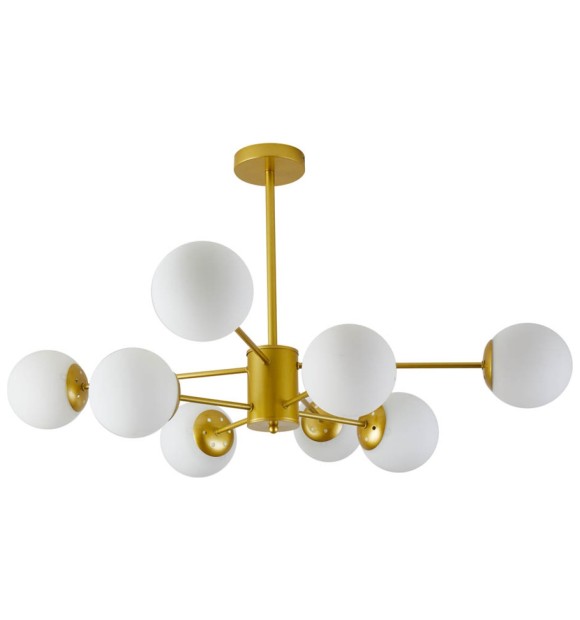 Pendul Lace 8xE27 auriu Erste, metal si sticla, 89x49.5 cm