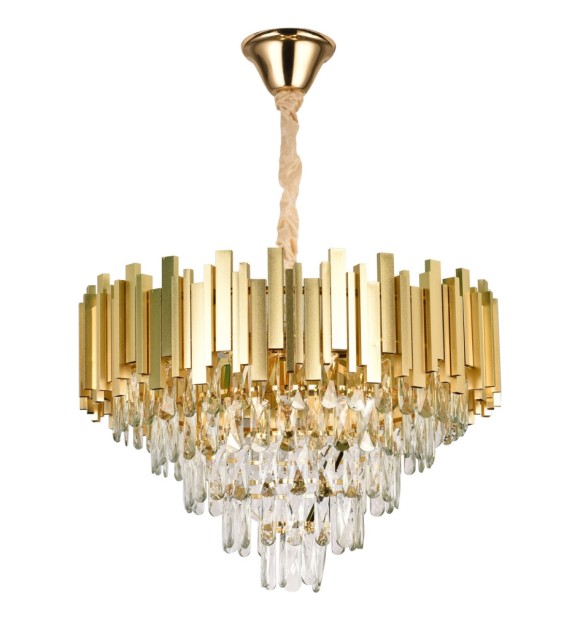 Candelabru Cristal Erste 9xE14 IP20, Auriu, 58x97 cm