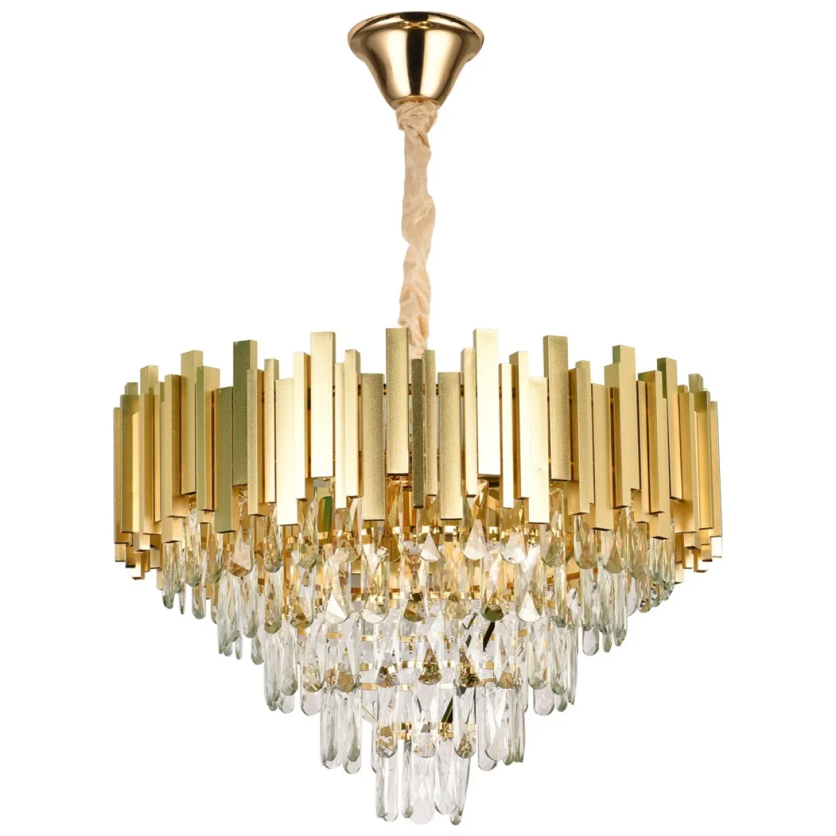Candelabru Cristal Erste 9xE14 IP20, Auriu, 58x97 cm
