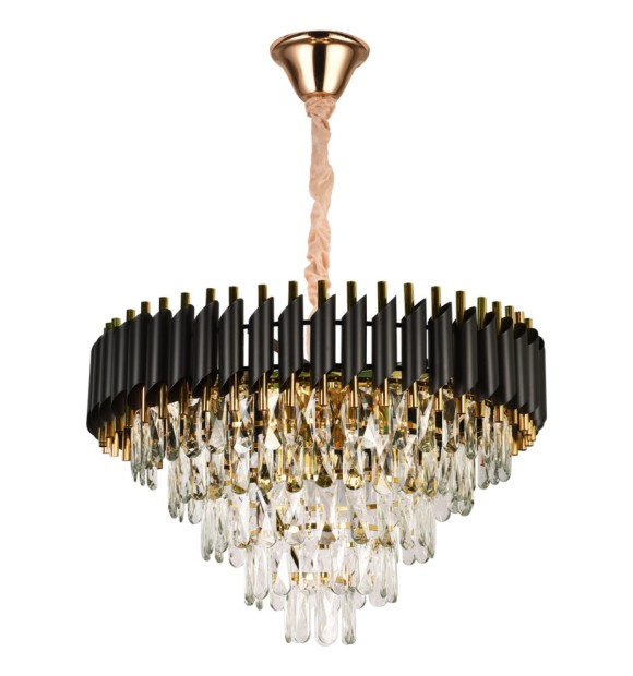 Candelabru Cristal Erste 9xE14 negru si auriu, 58x93 cm IP20