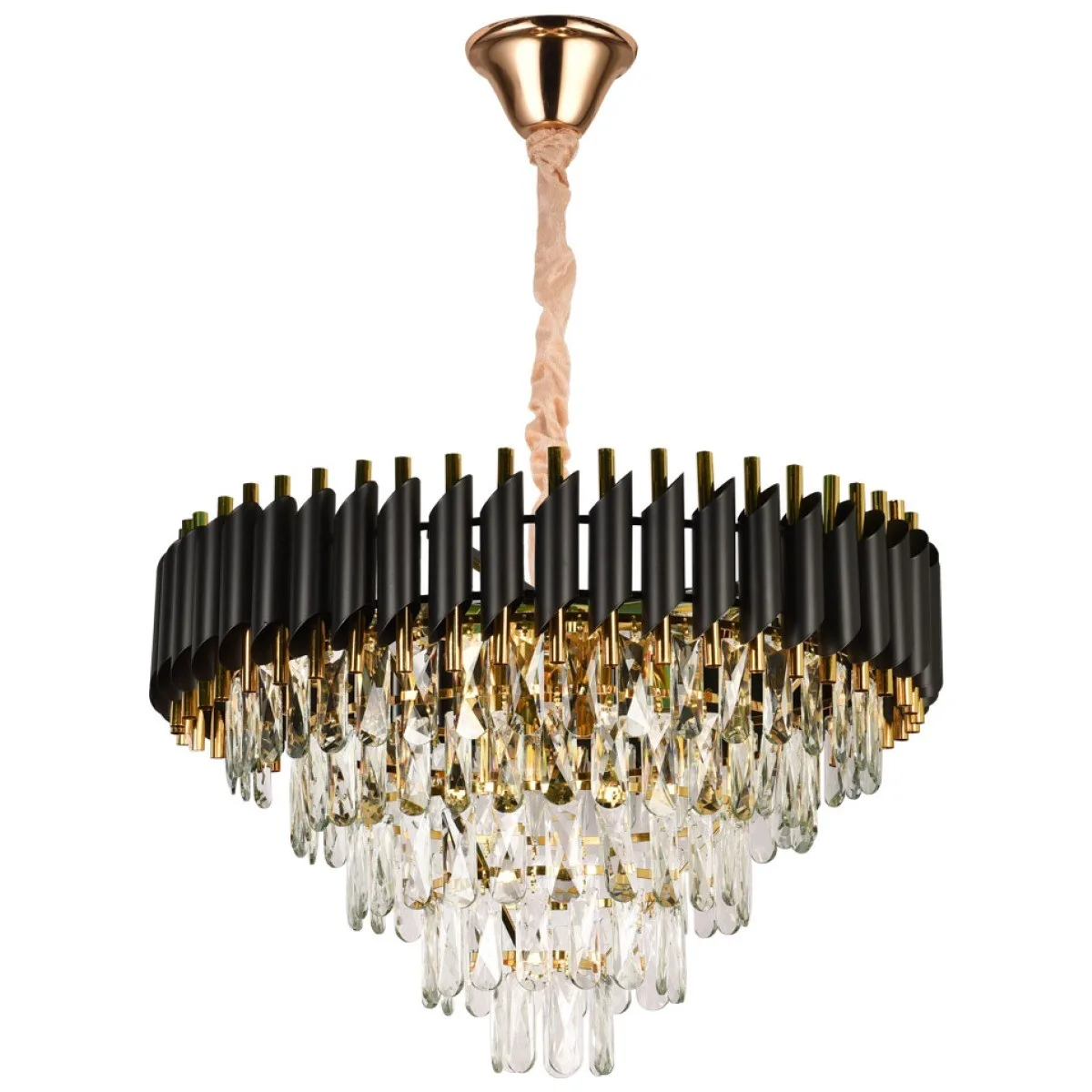 Candelabru Cristal Erste 9xE14 negru si auriu, 58x93 cm IP20