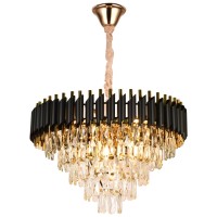 Candelabru Cristal Erste 9xE14 negru si auriu, 58x93 cm IP20 - vedere laterala