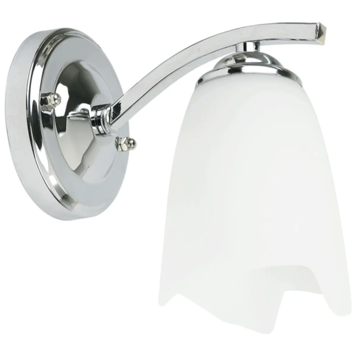Aplica Tania E27 60W, abajur sticla, alb cu crom 16x19 cm
