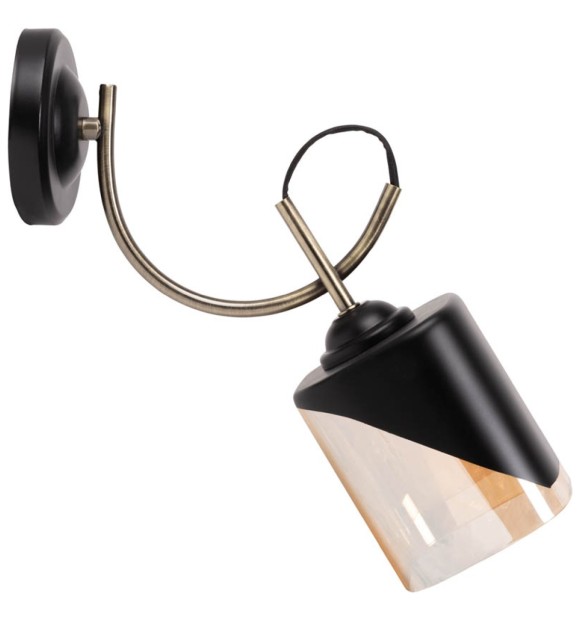 Aplica Smoky 1xE27 60W IP20 negru auriu sticla fumurie Erste