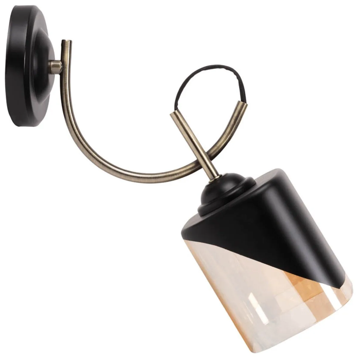 Aplica Smoky 1xE27 60W IP20 negru auriu sticla fumurie Erste