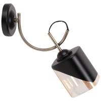 Aplica Smoky 1xE27 60W IP20 negru auriu sticla fumurie Erste - vedere laterala