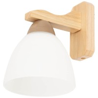 Aplica Lena 1xE27 60W IP20, lemn natur si sticla, Erste - imagine 5