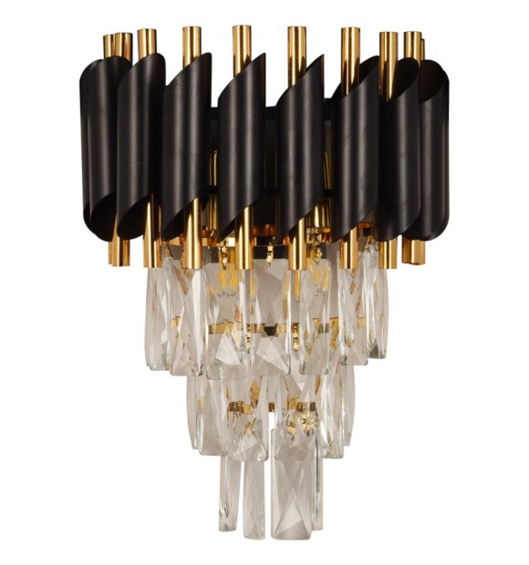 Aplica Cristal Erste 2xE14 IP20, 30x24 cm, negru cu auriu