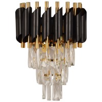Aplica Cristal Erste 2xE14 IP20, 30x24 cm, negru cu auriu