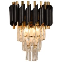 Aplica Cristal Erste 2xE14 IP20, 30x24 cm, negru cu auriu - vedere laterala