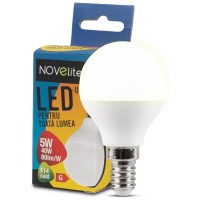 Bec LED Sferic G45 5W E14 3000K Alb Cald Novelite - detaliu
