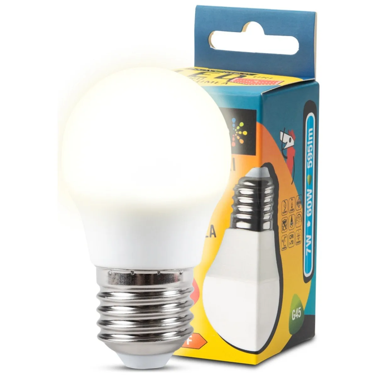 Bec LED Sferic G45 7W E27 3000K Alb Cald Novelite