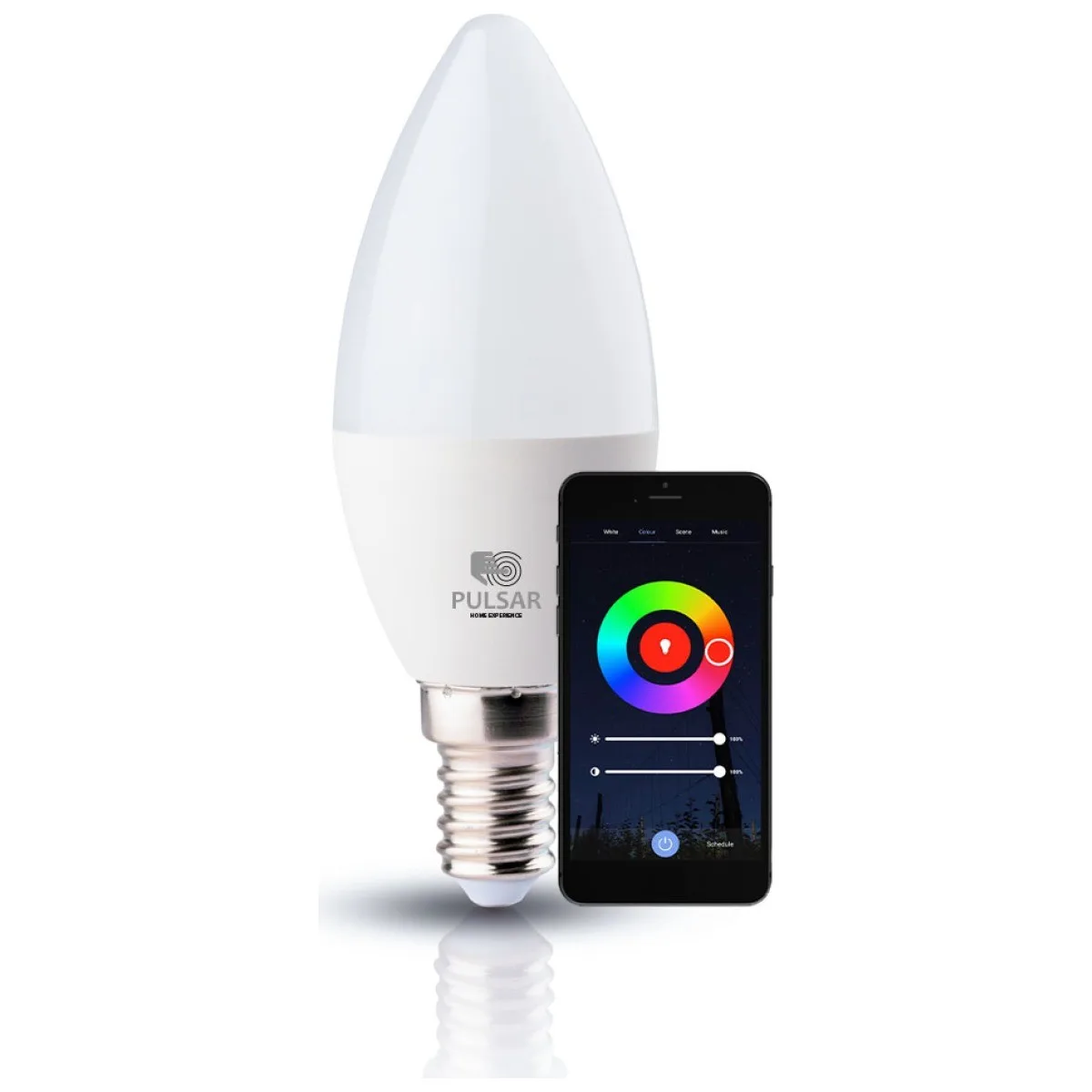 Bec LED Smart Lumanare RGB 6W E14 Tuya WiFi+Bluetooth Pulsar
